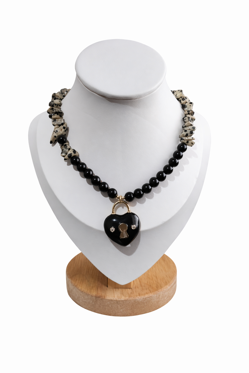 Collar de Ágata Negra con Jaspe Dálmata