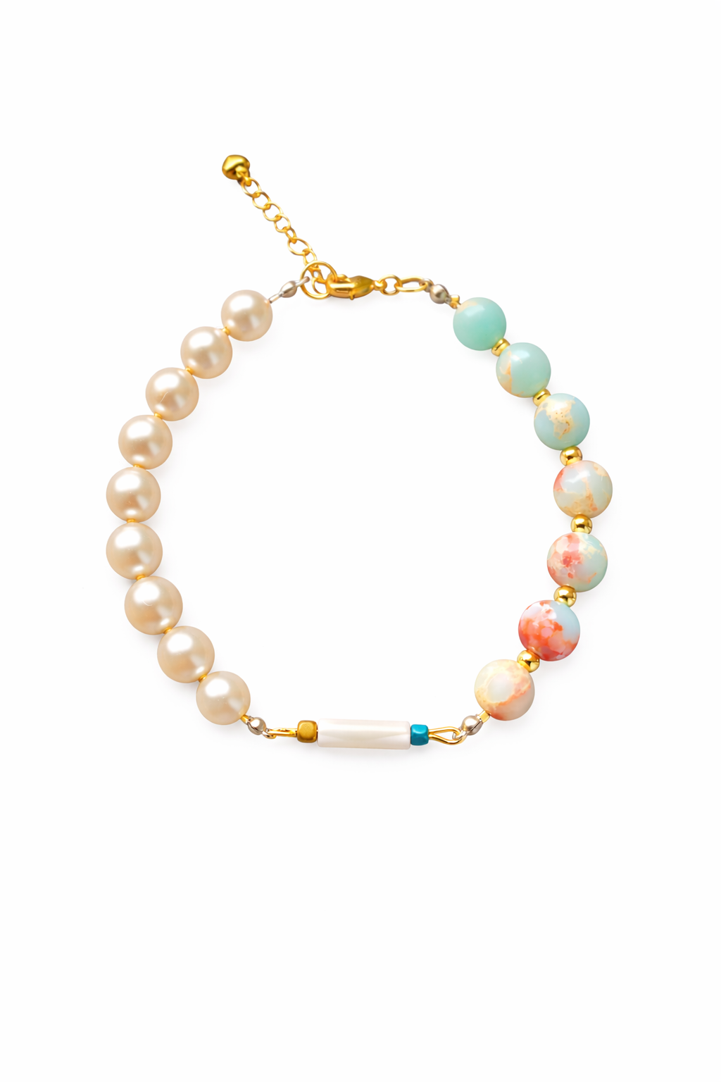 Pulsera de Variscita con Perlas